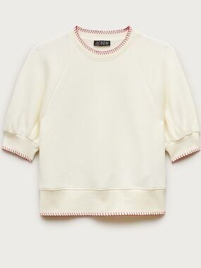 NWT J.Crew Contrast-trim Heritage Terry Puff-sleeve Sweatshirt